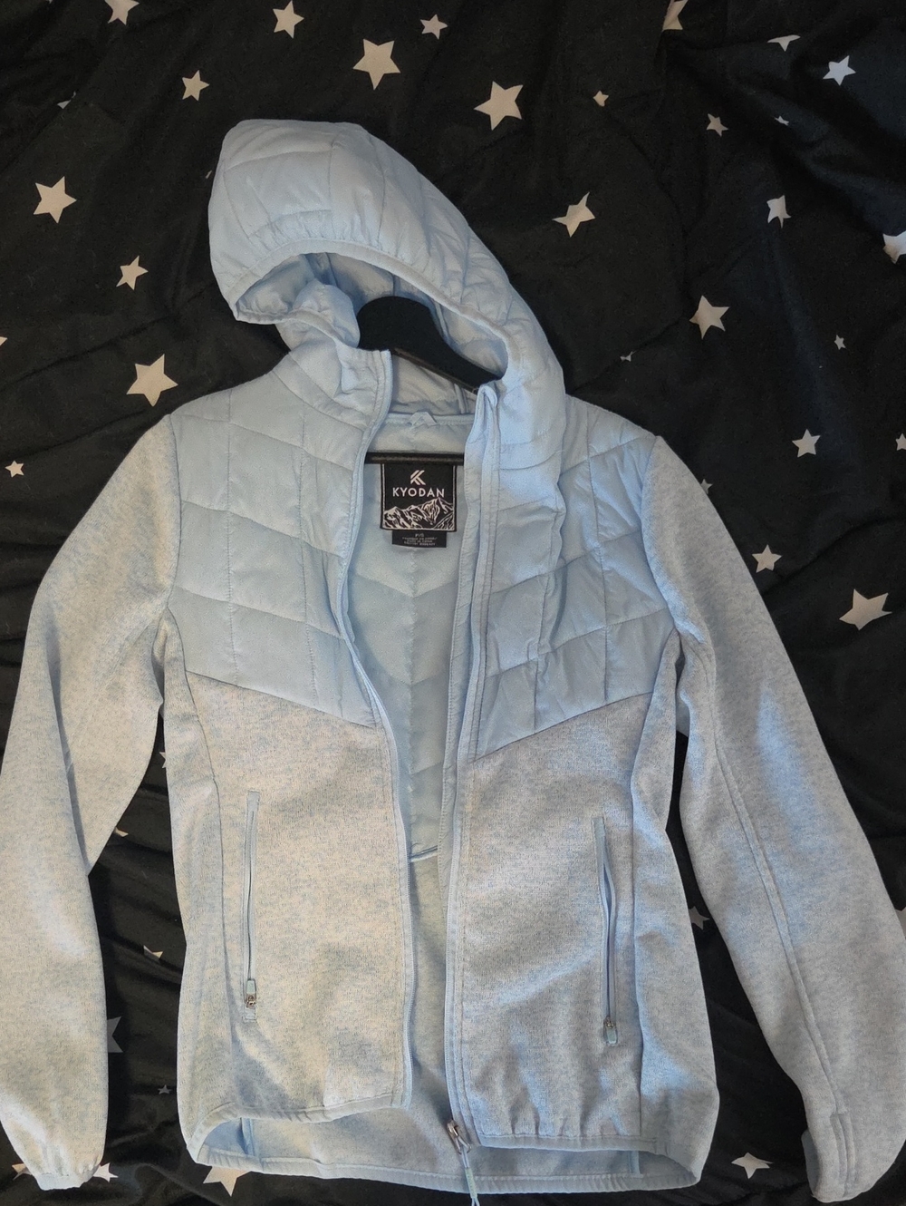 Kyodan Women's Pale Blue Quilted Hooded Jacket